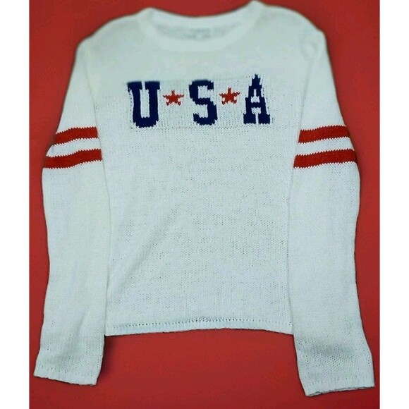 Grayson Threads USA Sweater Women’s M White Red Blue Knit 4th of July Patriotic - Picture 1 of 10